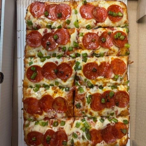 Square Cheese Pizza.