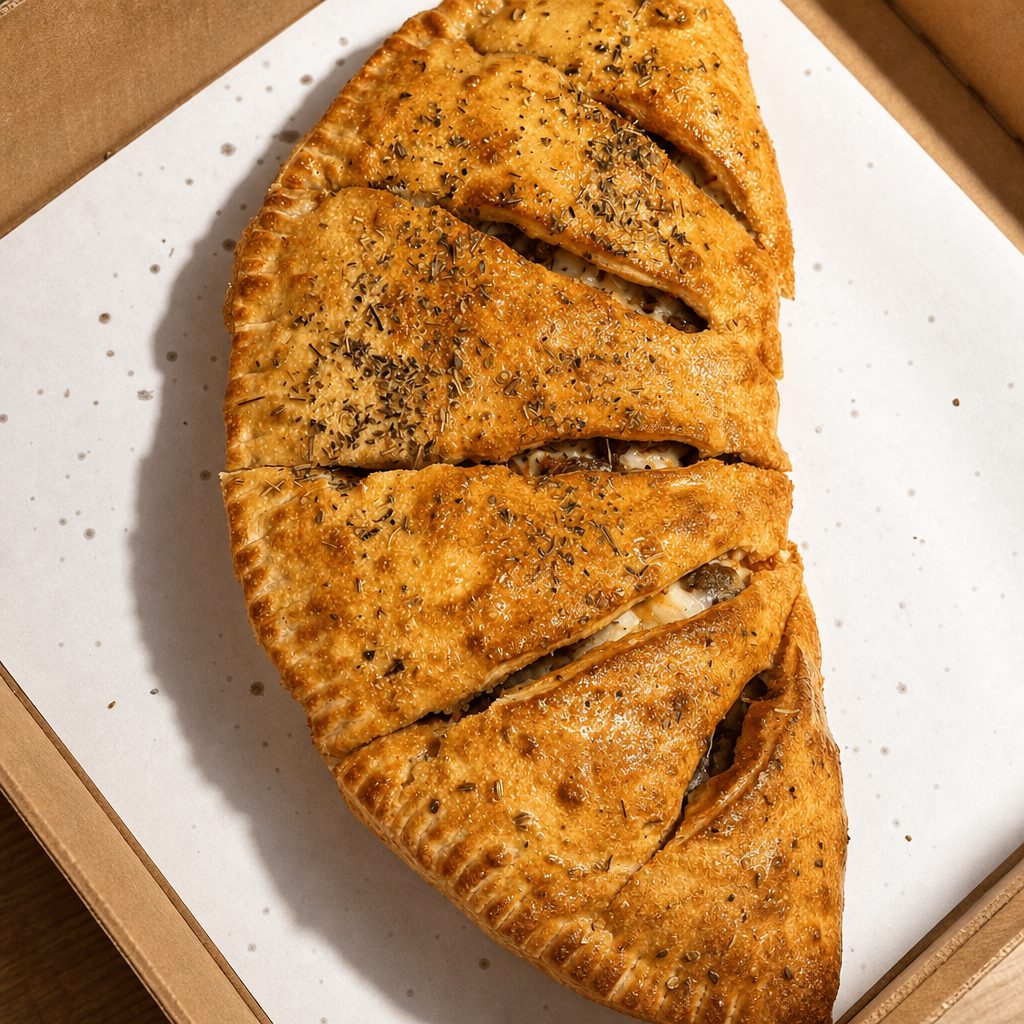 Steak, Cheese & Mushroom Calzone.
