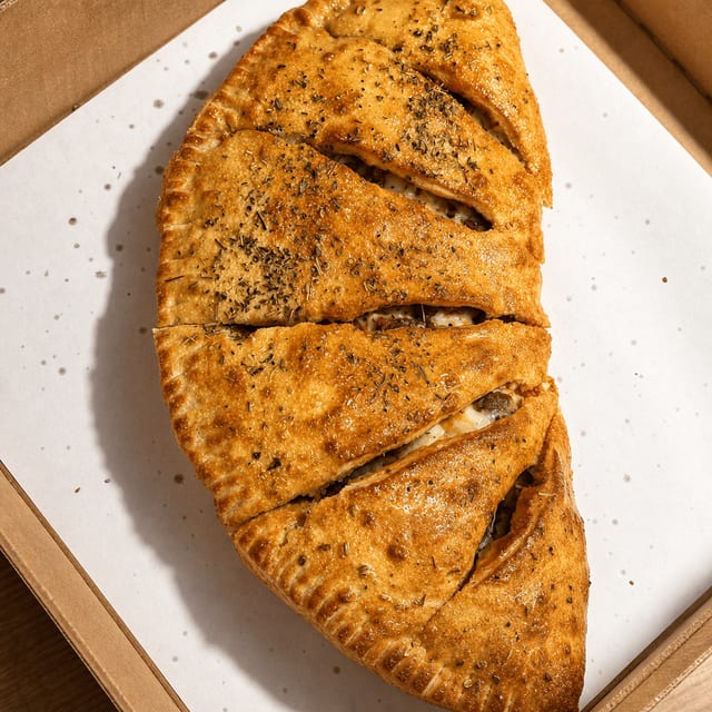 Steak, Cheese & Mushroom Calzone.