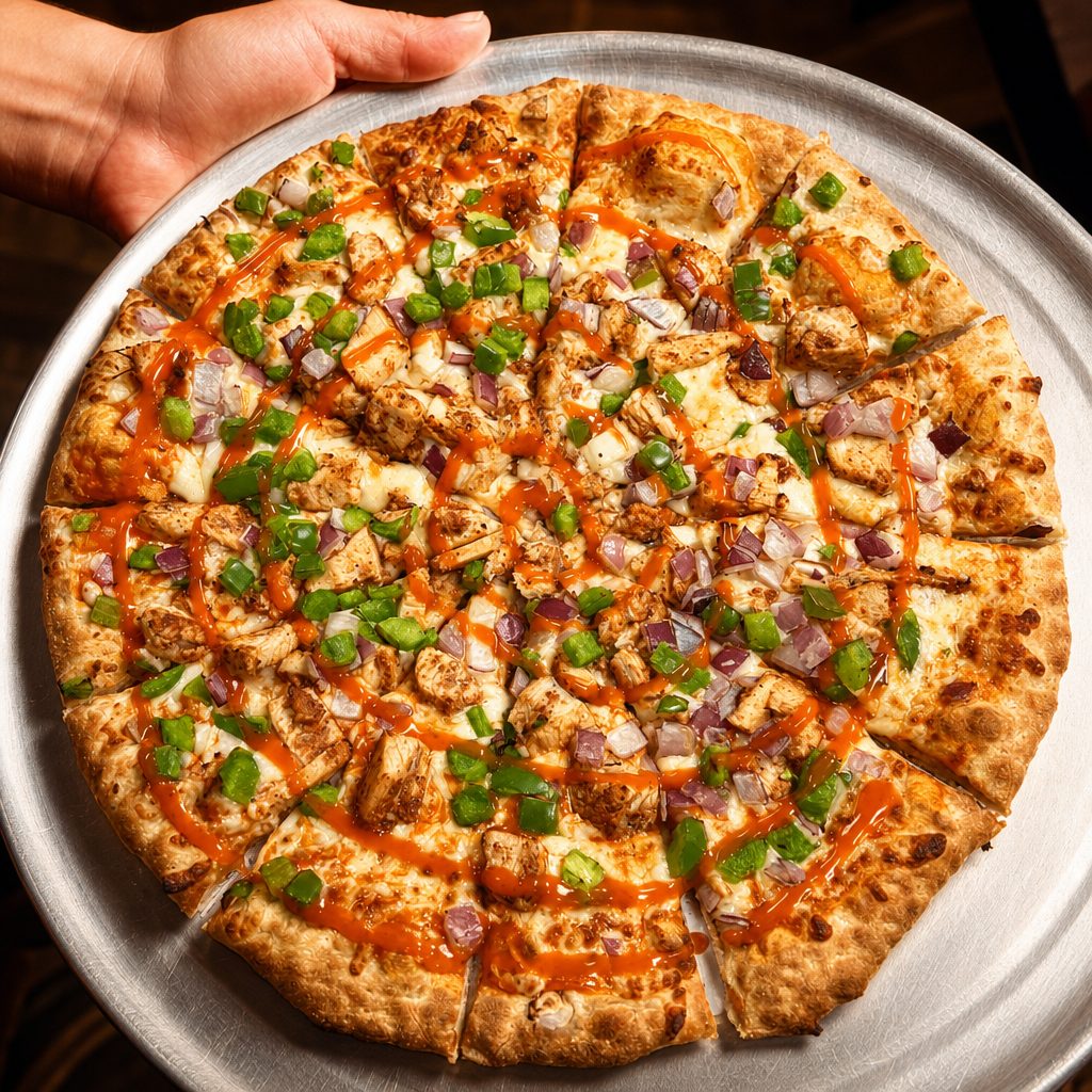 Spicy Buffalo Chicken Pizza.